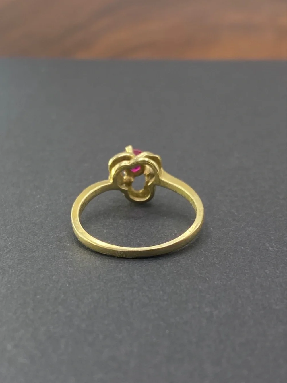 Gorgeous Ruby Floral Spiral Gold-tone Setting Antique Style Unique Sculptural